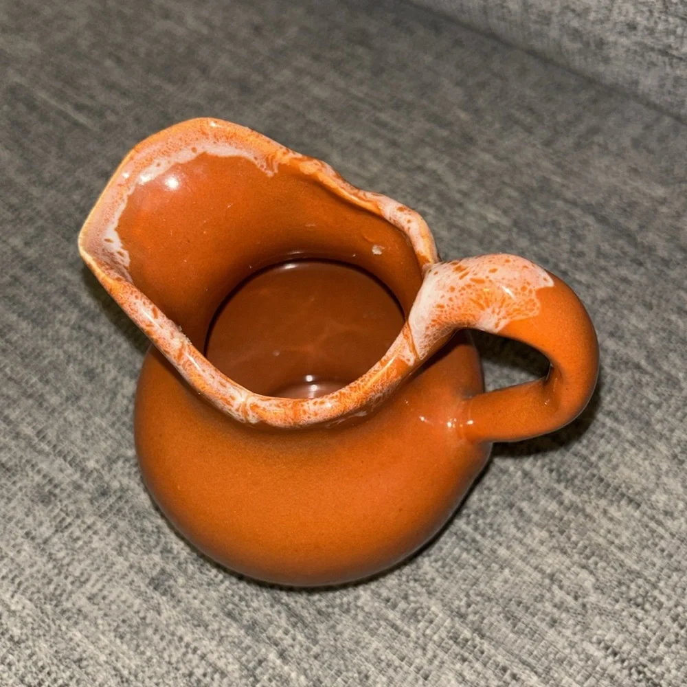 P. C. A. PADEN CITY ARTWARE GLAZED BURNT ORANGE SMALL PITCHER VINTAGE